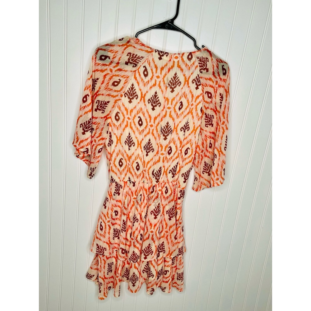 Women's Kilky Paris Dress Size S/M Orange Patterned - Picture 2 of 4